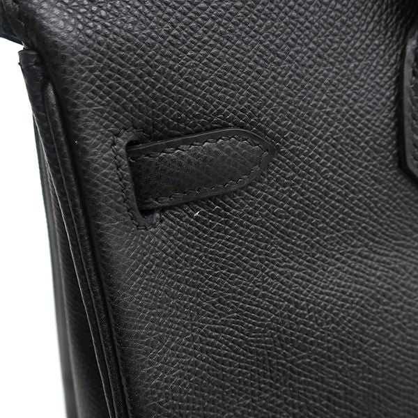 Hermes Handbag Birkin 25 Vaux Epson Black Silver Hardware Black I Engraved