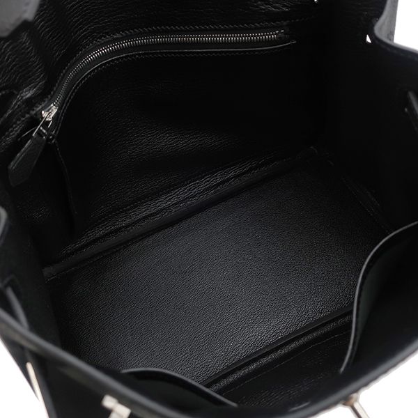 Hermes Handbag Birkin 25 Vaux Epson Black Silver Hardware Black I Engraved