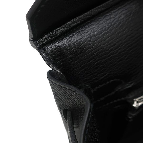 Hermes Handbag Birkin 25 Vaux Epson Black Silver Hardware Black I Engraved