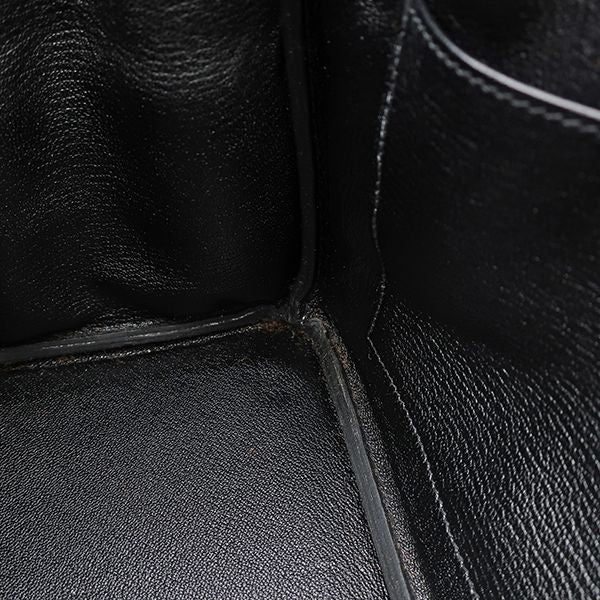 Hermes Handbag Birkin 25 Vaux Epson Black Silver Hardware Black I Engraved