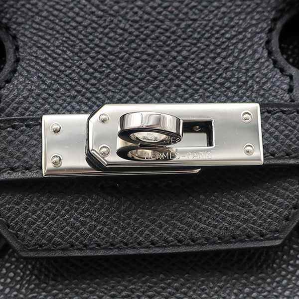 Hermes Handbag Birkin 25 Vaux Epson Black Silver Hardware Black I Engraved