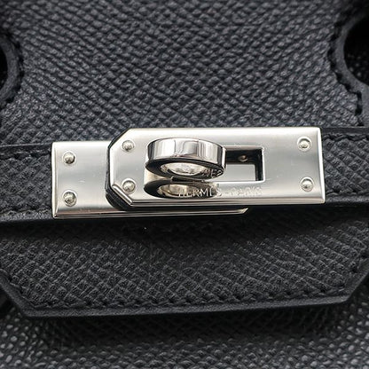 Hermes Handbag Birkin 25 Vaux Epson Black Silver Hardware Black I Engraved