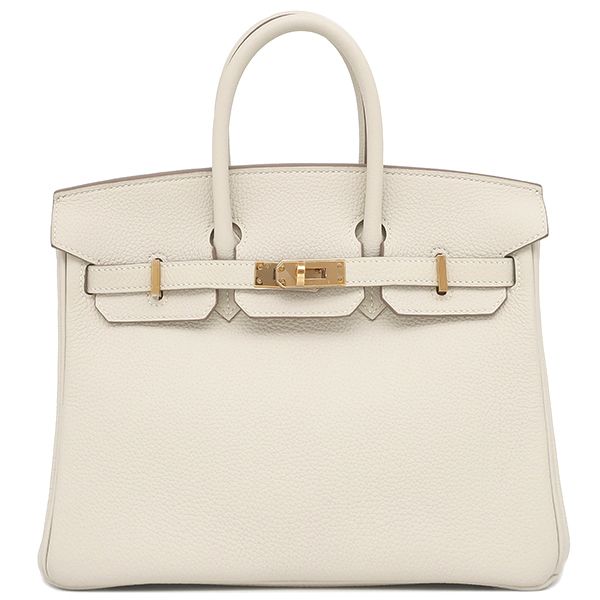 Hermes Handbag Birkin 25 Togo Cles Rose Gold Hardware Off White Rg Pg Z Engraved