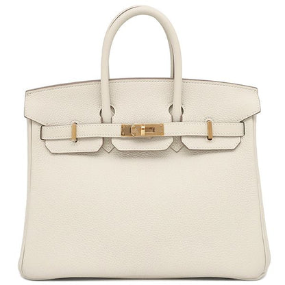 Hermes Handbag Birkin 25 Togo Cles Rose Gold Hardware Off White Rg Pg Z Engraved