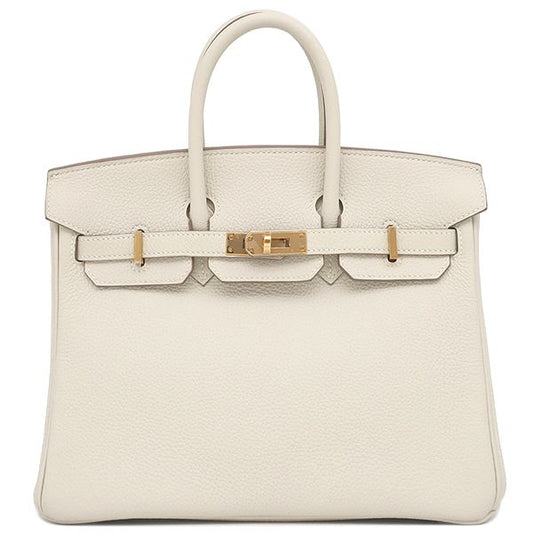 Hermes Handbag Birkin 25 Togo Cles Rose Gold Hardware Off White Rg Pg Z Engraved