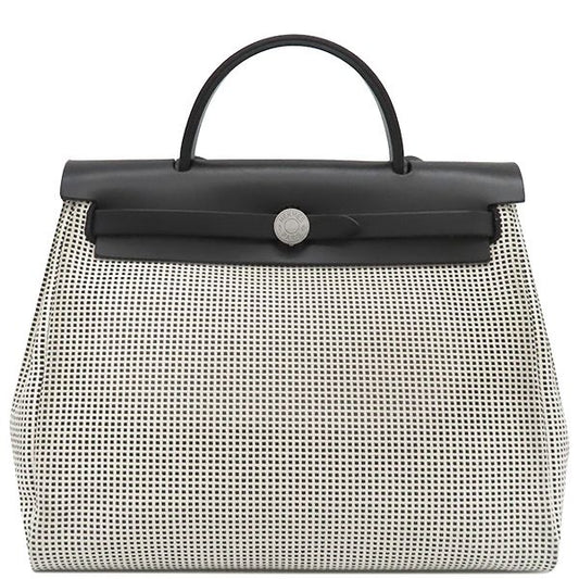 Hermes 2way Bag Herbag Her Bag Zip PM 31 le Tourne Canvas Leather Toile