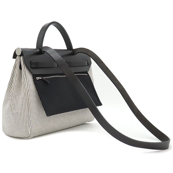 Hermes 2way Bag Herbag Her Bag Zip PM 31 le Tourne Canvas Leather Toile