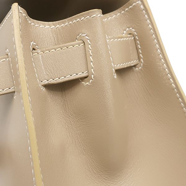 Hermes 2-Way Bag Kelly 28 Outer Stitch Guilloche Box Calf Pouss Iere Silver