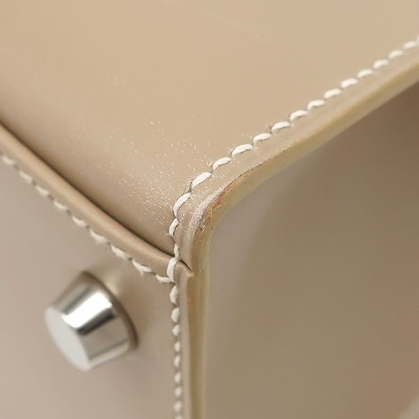 Hermes 2-Way Bag Kelly 28 Outer Stitch Guilloche Box Calf Pouss Iere Silver
