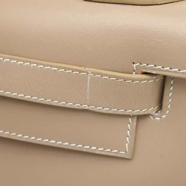 Hermes 2-Way Bag Kelly 28 Outer Stitch Guilloche Box Calf Pouss Iere Silver