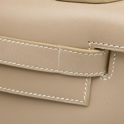 Hermes 2-Way Bag Kelly 28 Outer Stitch Guilloche Box Calf Pouss Iere Silver