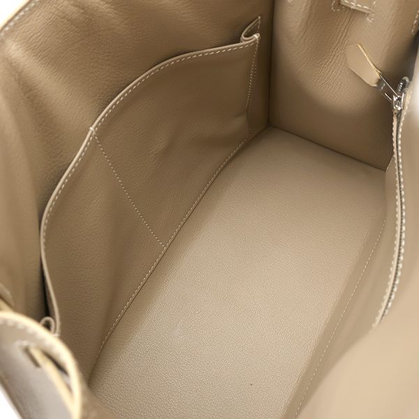 Hermes 2-Way Bag Kelly 28 Outer Stitch Guilloche Box Calf Pouss Iere Silver