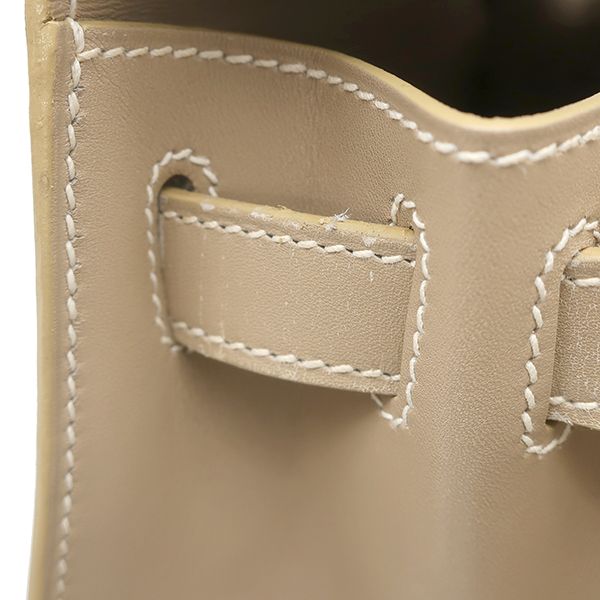 Hermes 2-Way Bag Kelly 28 Outer Stitch Guilloche Box Calf Pouss Iere Silver