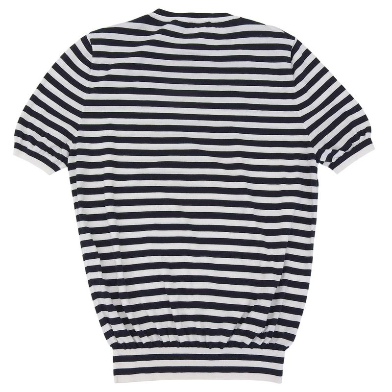 Prada Striped Short Sleeve Cotton T-shirt Top Women's Navy And White 40 P24v1d