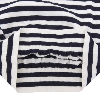 Prada Striped Short Sleeve Cotton T-shirt Top Women's Navy And White 40 P24v1d