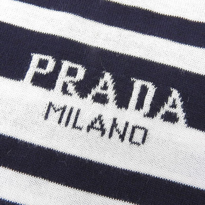 Prada Striped Short Sleeve Cotton T-shirt Top Women's Navy And White 40 P24v1d