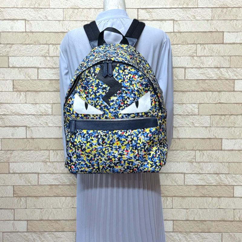 Fendi Bag Bugs Backpack Daypack Nylon 7vz012-5wh Unisex Fendi Preowned Fendi
