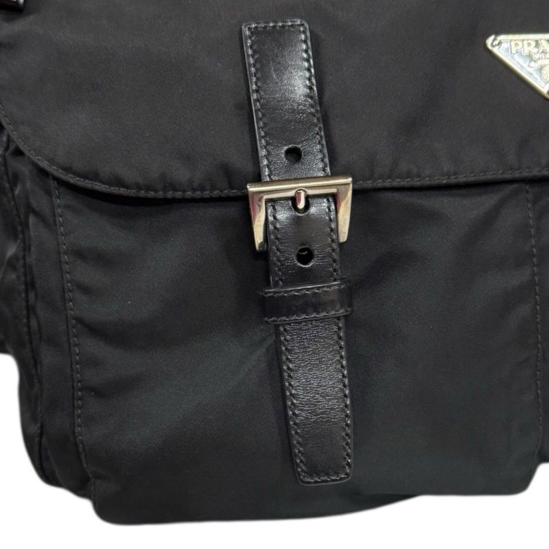 Prada Messenger Bag Shoulder Bag Nylon Bt1738 Black Unisex Prada Preowned Prada