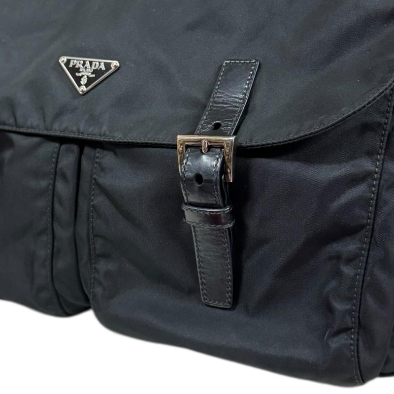 Prada Messenger Bag Shoulder Bag Nylon Bt1738 Black Unisex Prada Preowned Prada