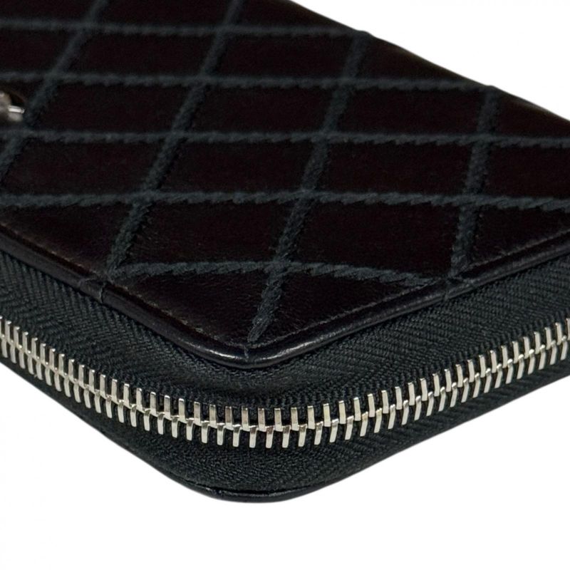 Chanel Wild Stitch Long Wallet Leather Women's Chanel Preowned Chanel