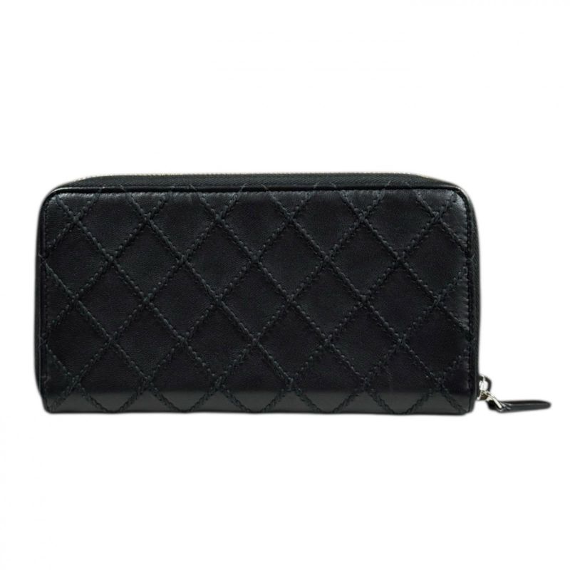 Chanel Wild Stitch Long Wallet Leather Women's Chanel Preowned Chanel