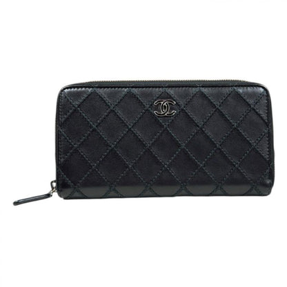 Chanel Wild Stitch Long Wallet Leather Women's Chanel Preowned Chanel