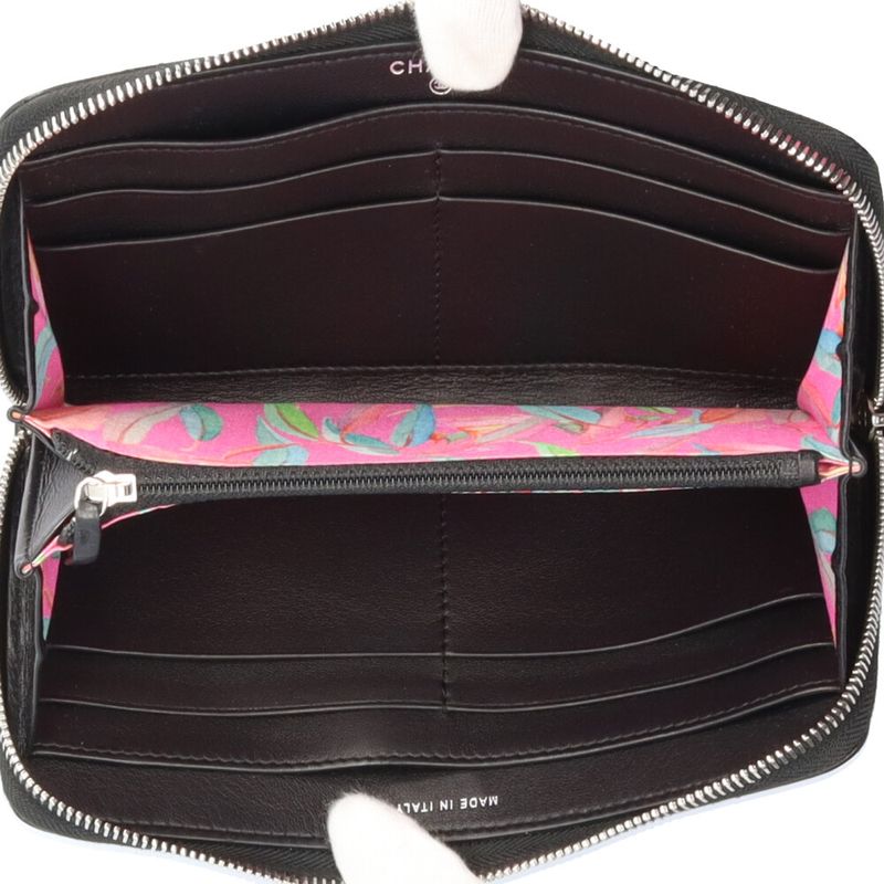 Chanel Wild Stitch Long Wallet Leather Women's Chanel Preowned Chanel