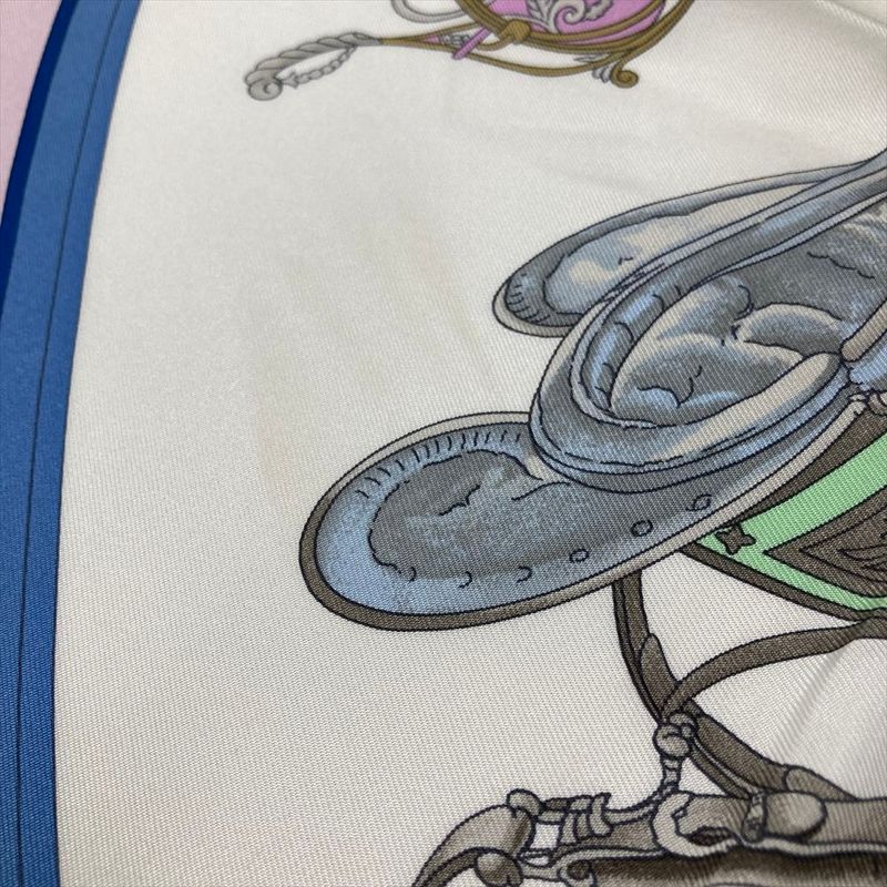 Hermes Carre 90 Springs Carriage Ledoux Scarf Silk Yellow Pink Women