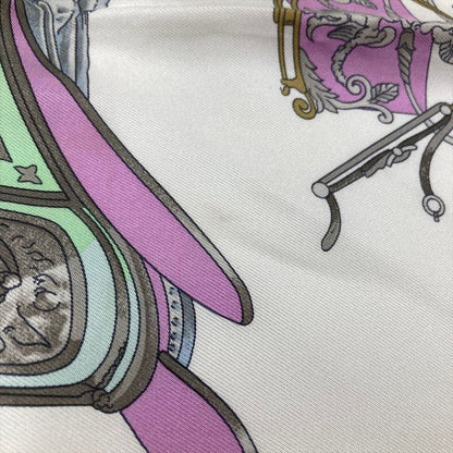 Hermes Carre 90 Springs Carriage Ledoux Scarf Silk Yellow Pink Women