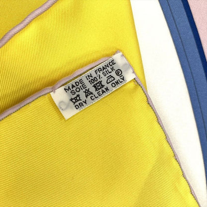 Hermes Carre 90 Springs Carriage Ledoux Scarf Silk Yellow Pink Women