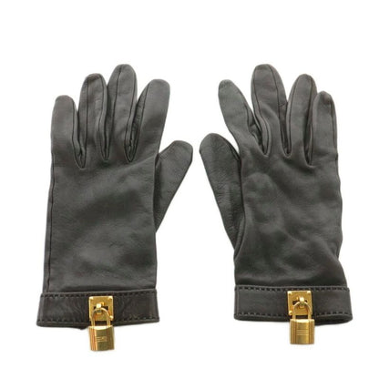 Hermes Kelly Gloves Cadenas Padlock Leather 6.5 Brown AN10 - OH