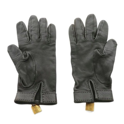 Hermes Kelly Gloves Cadenas Padlock Leather 6.5 Brown AN10 - OH