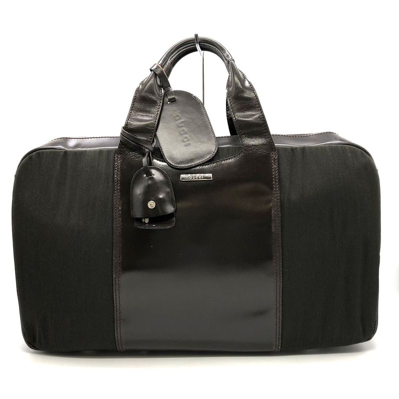 Gucci 010 0305 Business Bag Briefcase With Key Nylon Leather Khaki Brown