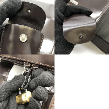 Gucci 010 0305 Business Bag Briefcase With Key Nylon Leather Khaki Brown