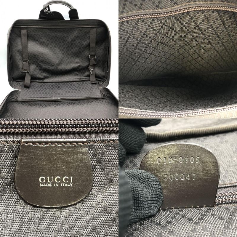 Gucci 010 0305 Business Bag Briefcase With Key Nylon Leather Khaki Brown