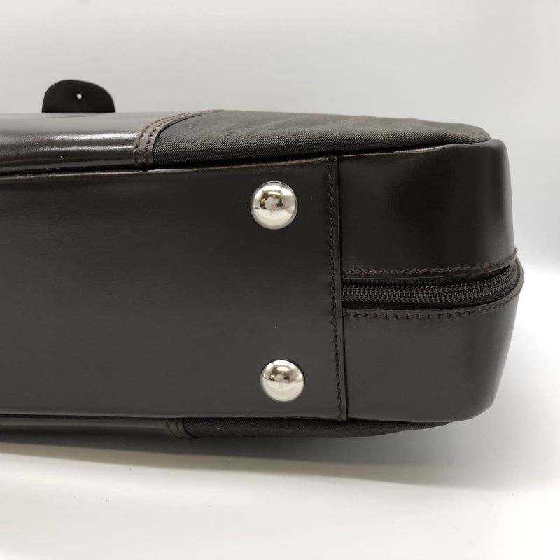 Gucci 010 0305 Business Bag Briefcase With Key Nylon Leather Khaki Brown