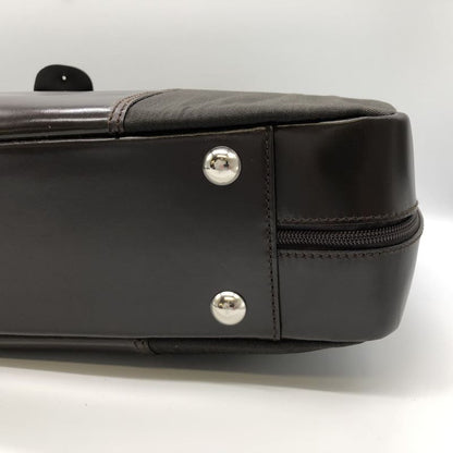 Gucci 010 0305 Business Bag Briefcase With Key Nylon Leather Khaki Brown