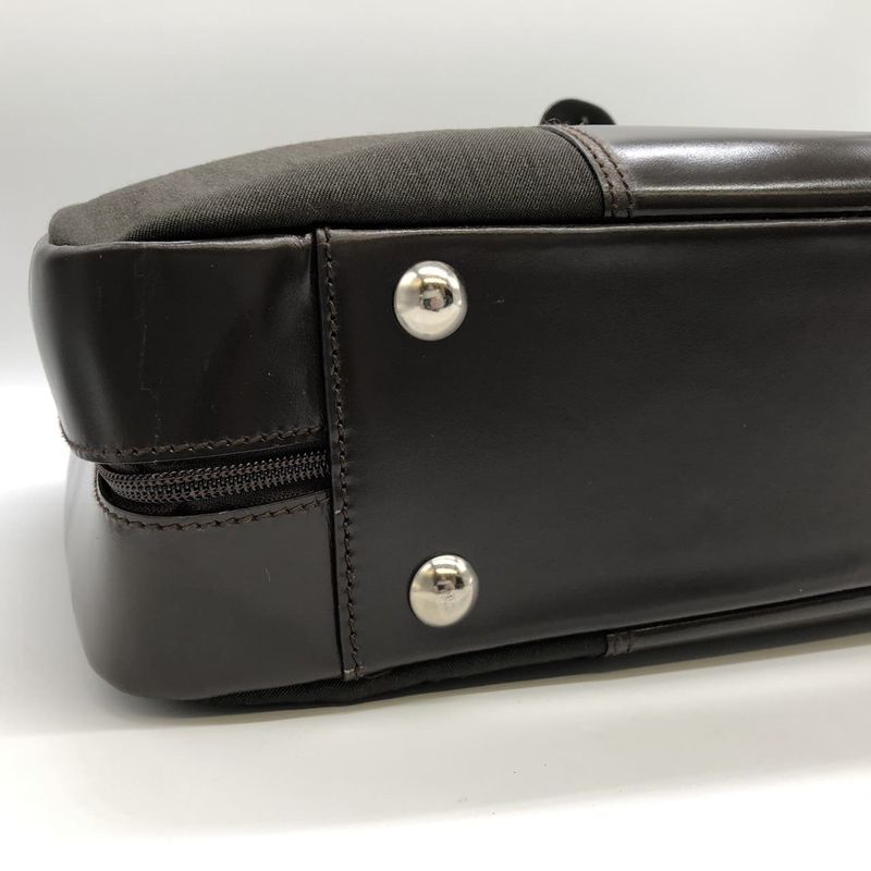 Gucci 010 0305 Business Bag Briefcase With Key Nylon Leather Khaki Brown