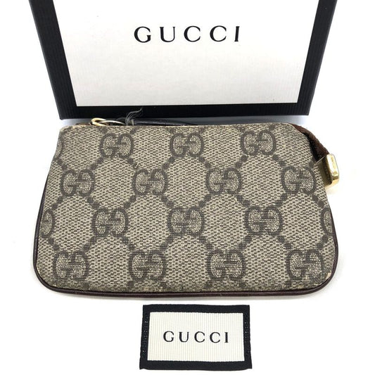 Gucci 447964 Coin Case Mini Wallet Key Holder GG Supreme Brown Ladies Men