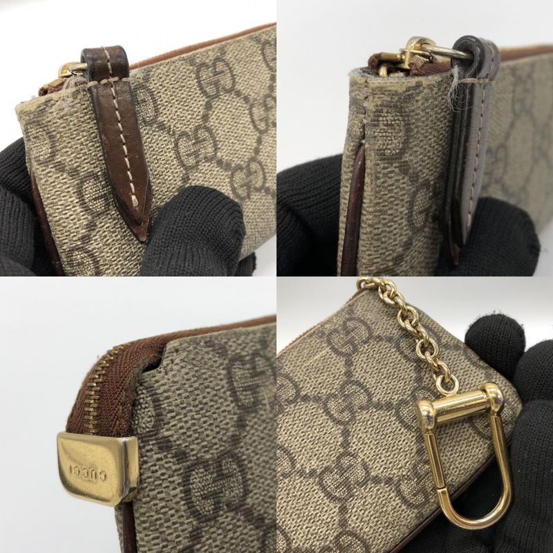 Gucci 447964 Coin Case Mini Wallet Key Holder GG Supreme Brown Ladies Men