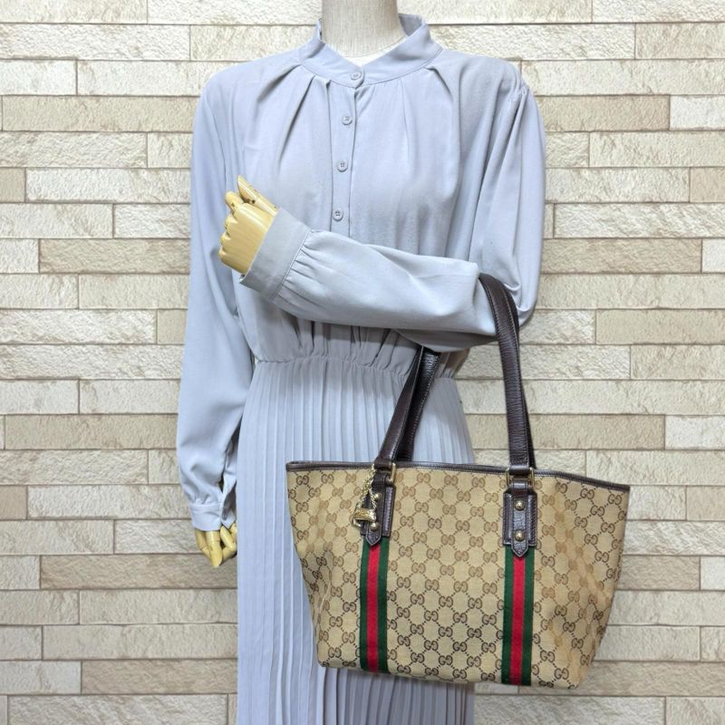 Gucci Sherry Line Tote Bag GG Canvas 137396 Beige Ladies Gucci Preowned Gucci
