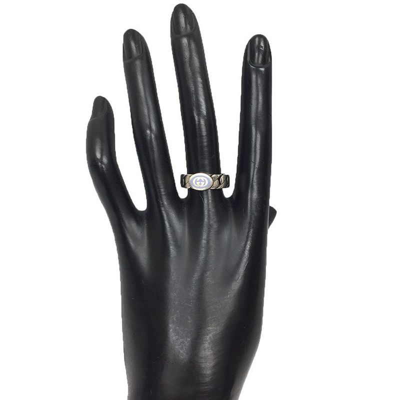 Gucci Ring Interlocking G #15 Ag925 Silver Antiqued Aq11694