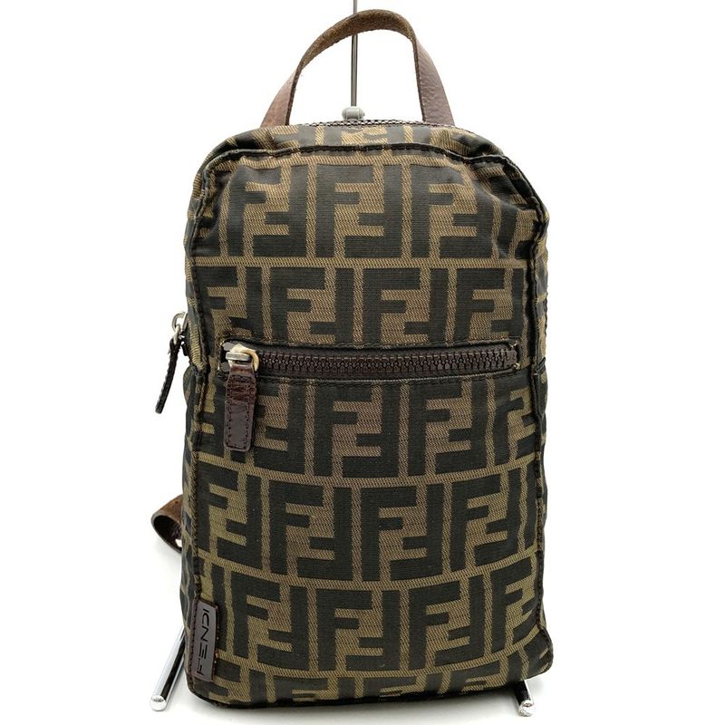 Fendi Zucca Backpack Sac Daypack Backpack Nylon Brown Women Men Vintage Fashion