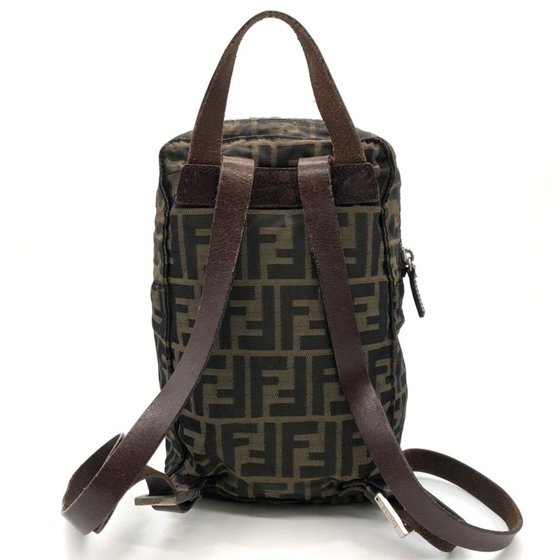 Fendi Zucca Backpack Sac Daypack Backpack Nylon Brown Women Men Vintage Fashion