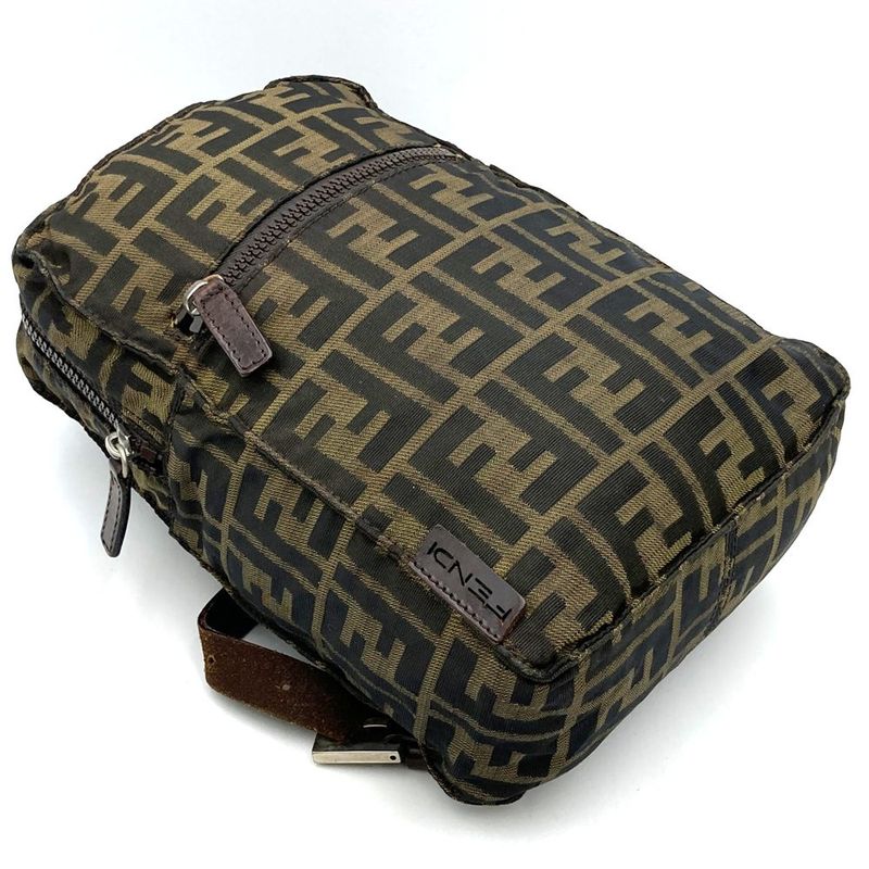 Fendi Zucca Backpack Sac Daypack Backpack Nylon Brown Women Men Vintage Fashion