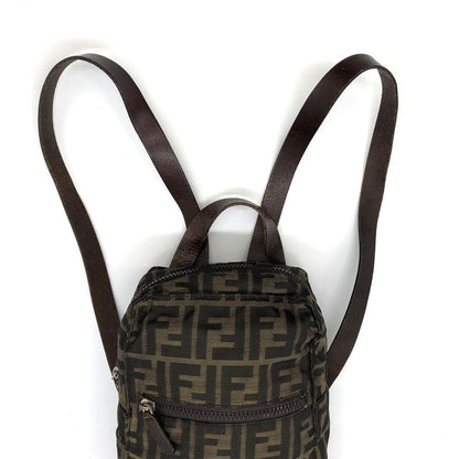 Fendi Zucca Backpack Sac Daypack Backpack Nylon Brown Women Men Vintage Fashion