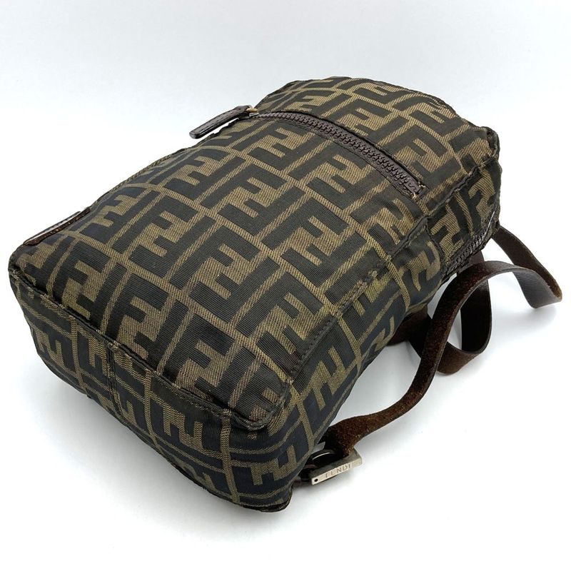 Fendi Zucca Backpack Sac Daypack Backpack Nylon Brown Women Men Vintage Fashion