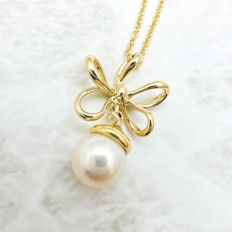 Tiffany & Co Wire Flower Pearl Yellow Gold Approx 45cm (17.72in) U