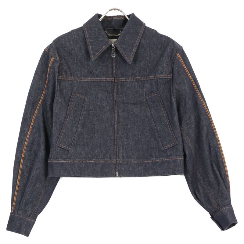 Fendi 23 Indigo Flf822 FF Logo Denim Jacket 40