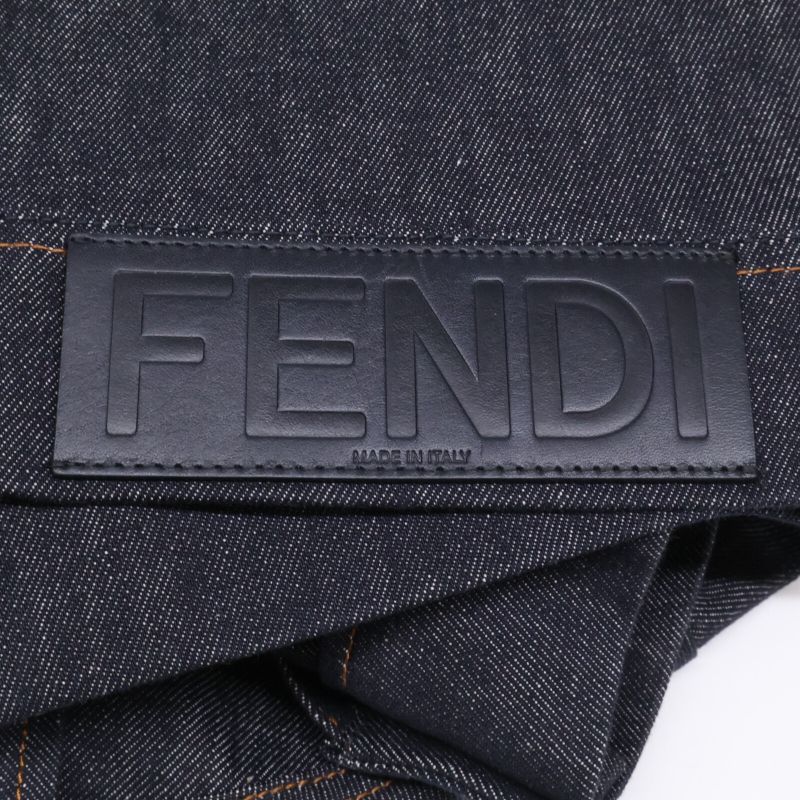 Fendi 23 Indigo Flf822 FF Logo Denim Jacket 40